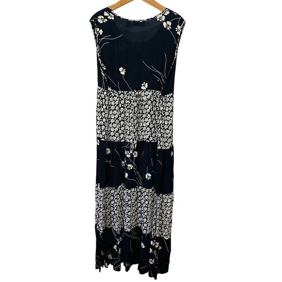 Lolette Vintage Black White Floral Semi Sheer Cottagecore Patchwork Maxi Size XL - Picture 2 of 7